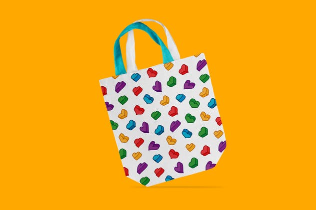 复古数码风格3D心形图形无缝图案纹理 3D Heart Seamless Patterns插图(1)