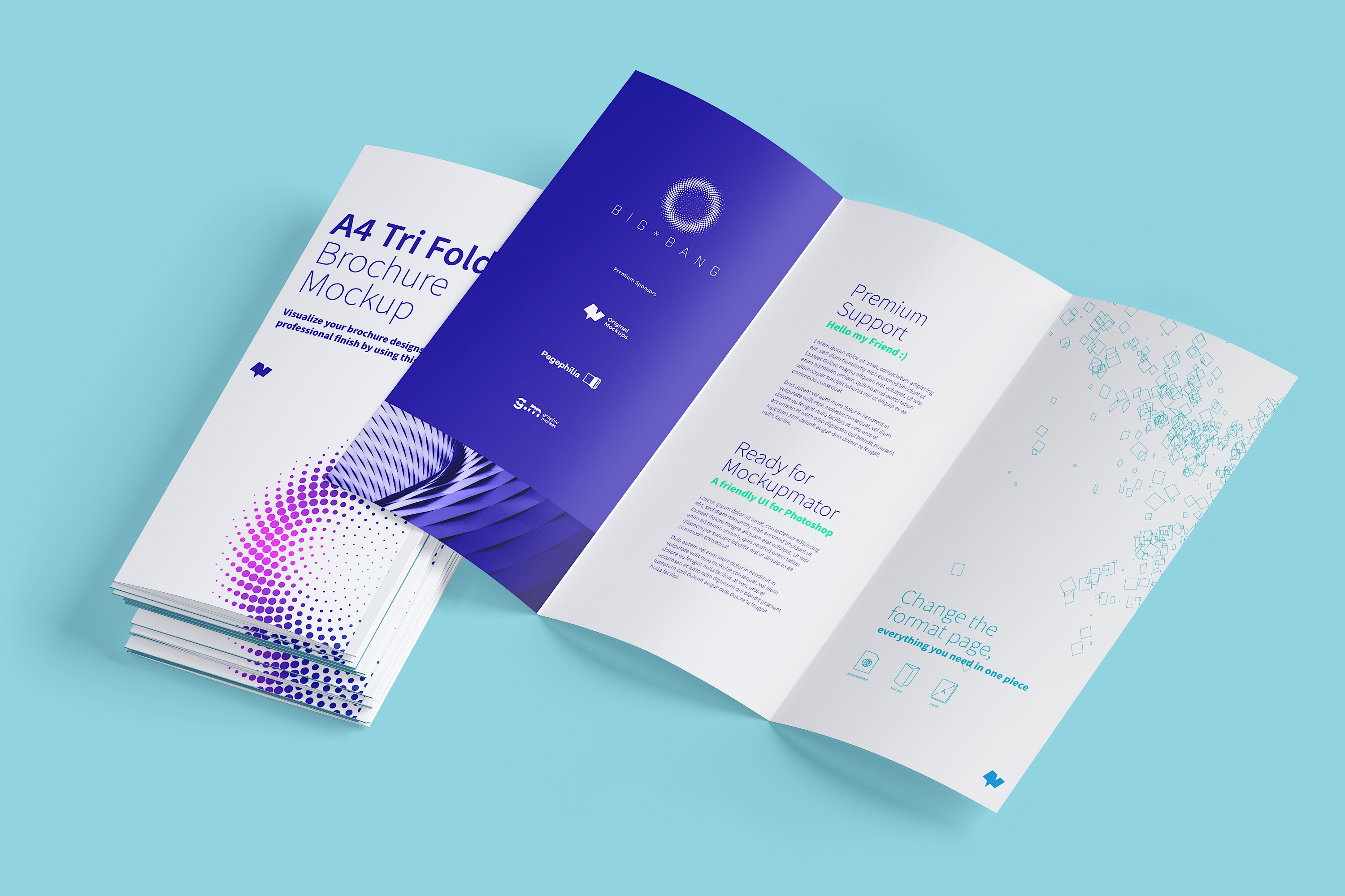 A4纸张大小三折小册子传单设计样机08 A4 Trifold Brochure Mockup 08插图(3)