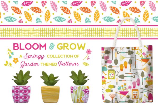 现代花园植物图案纹理 Fresh Modern Garden Patterns