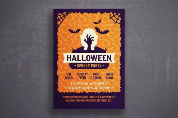 万圣节恐怖之夜活动邀请海报传单素材库精选PSD模板v5 Halloween flyer template