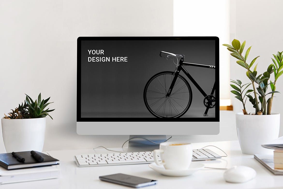 真实iMac一体机屏幕预览样机模板 Desktop Mockup插图(1)
