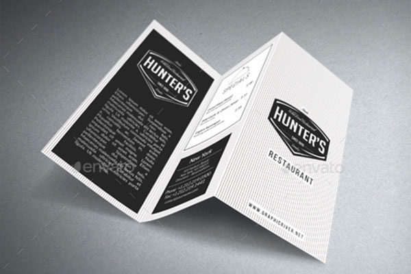 高端极简的A4尺寸三折页食物菜单模板 Minimal A4 Trifold Menu – 2 Versions [psd]