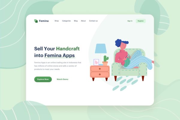 手工制作/传统工艺主题网站矢量插画素材 Handcrafted Illustration – Website Header