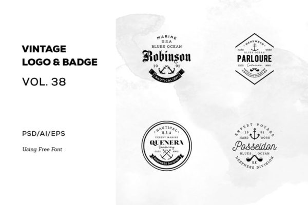 欧美复古设计风格品牌素材库精选LOGO商标模板v38 Vintage Logo &amp; Badge Vol. 38