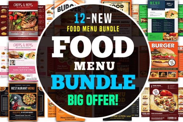 西式快餐菜单模板合集 Food Menu Flyer Bundle