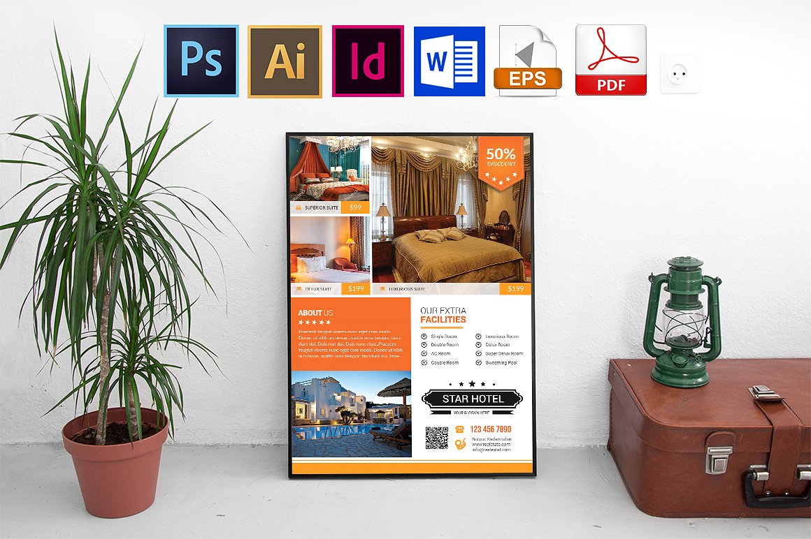 10款酒店宣传海报模板合辑下载 10 Hotel Poster Bundle [ai,psd,indd]插图(5)