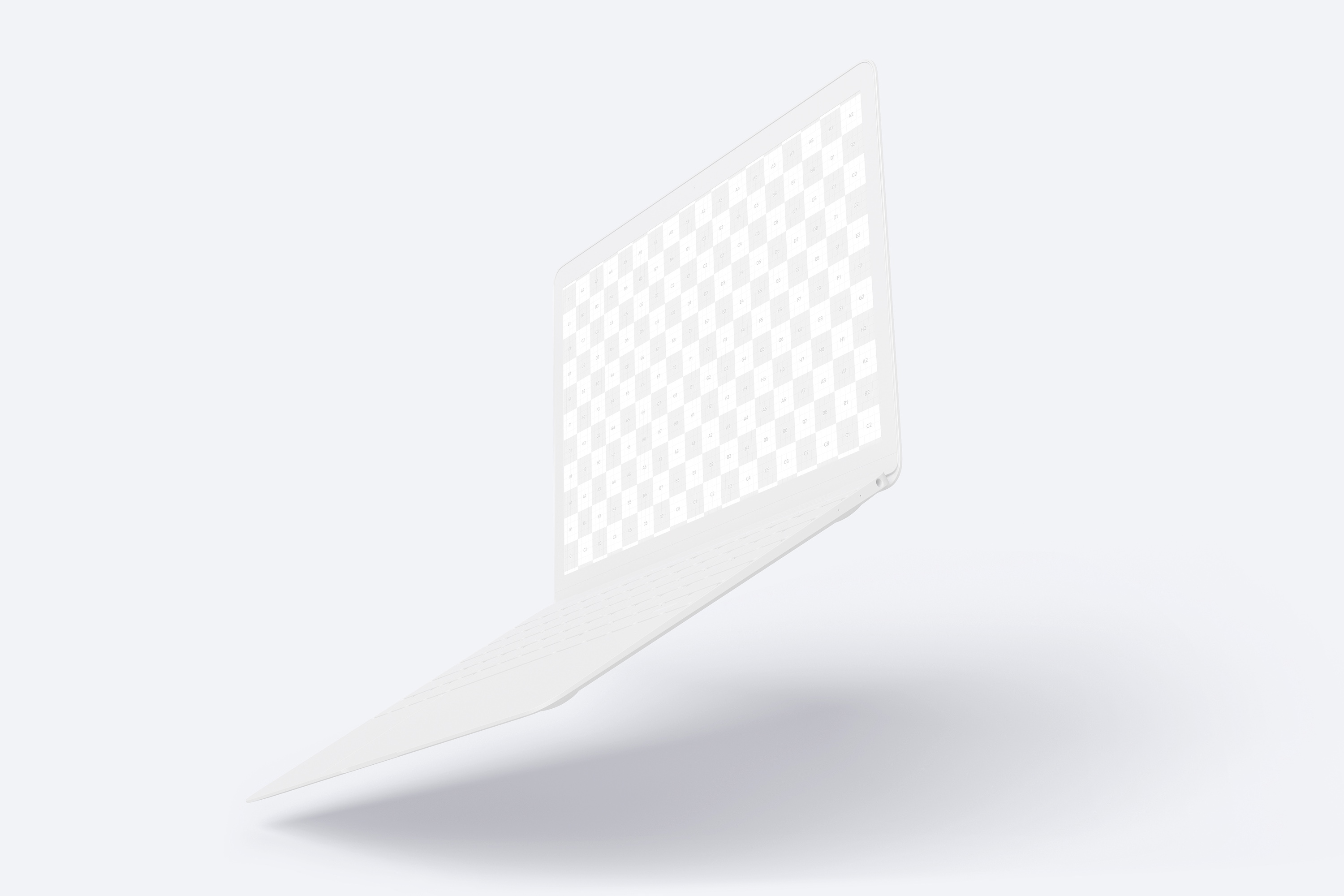 MacBook笔记本电脑悬空效果右视图样机模板 Clay MacBook Mockup, Floating Right View插图(1)