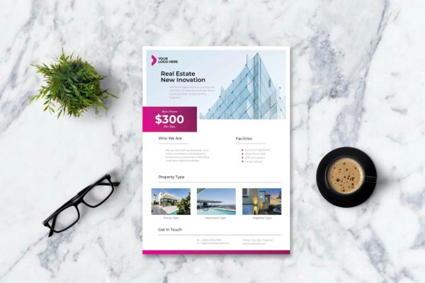 房产销售/中介主题海报传单设计模板v1 Real Estate Flyer – Vol. 1