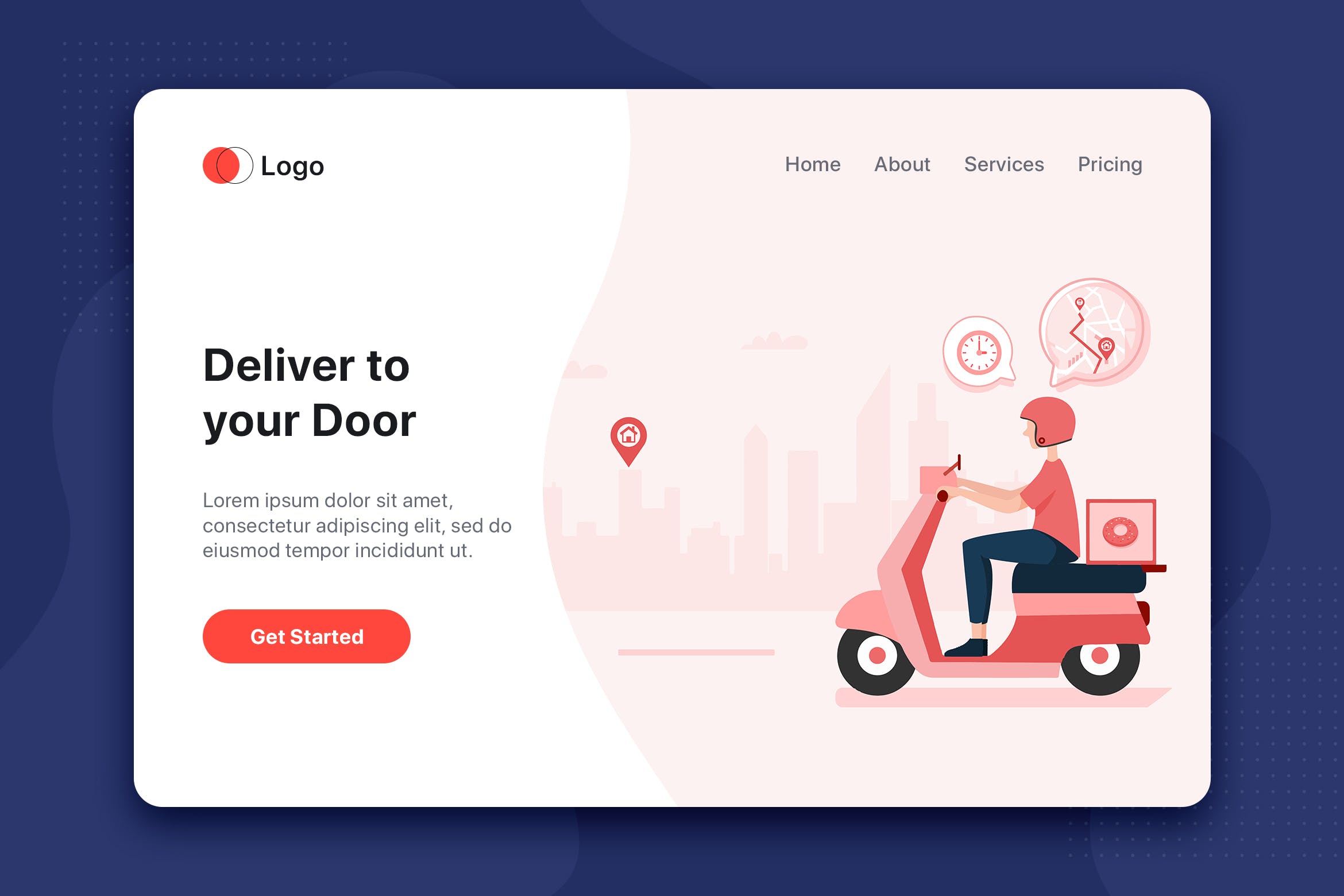 外卖送餐主题扁平设计风格素材库精选概念插画 Food Delivery service flat illustration concept插图