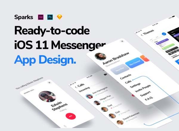 素材库下午茶：专业的iOS11 APP 消息 UI套装打包下载[XD,Sketch,PSD]
