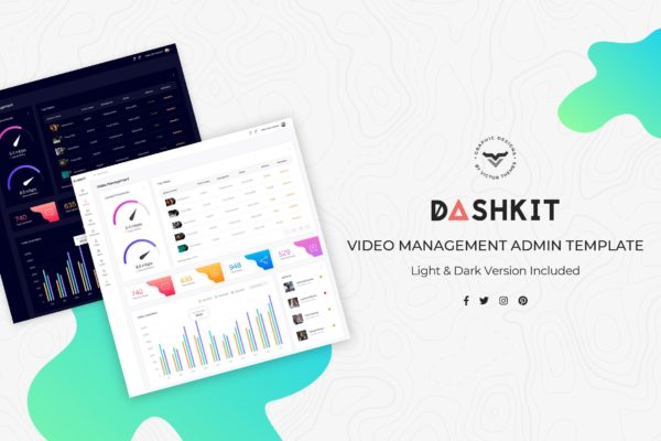 视频门户网站后台管理界面设计素材库精选模板 Video Management Admin Dashboard UI Kit