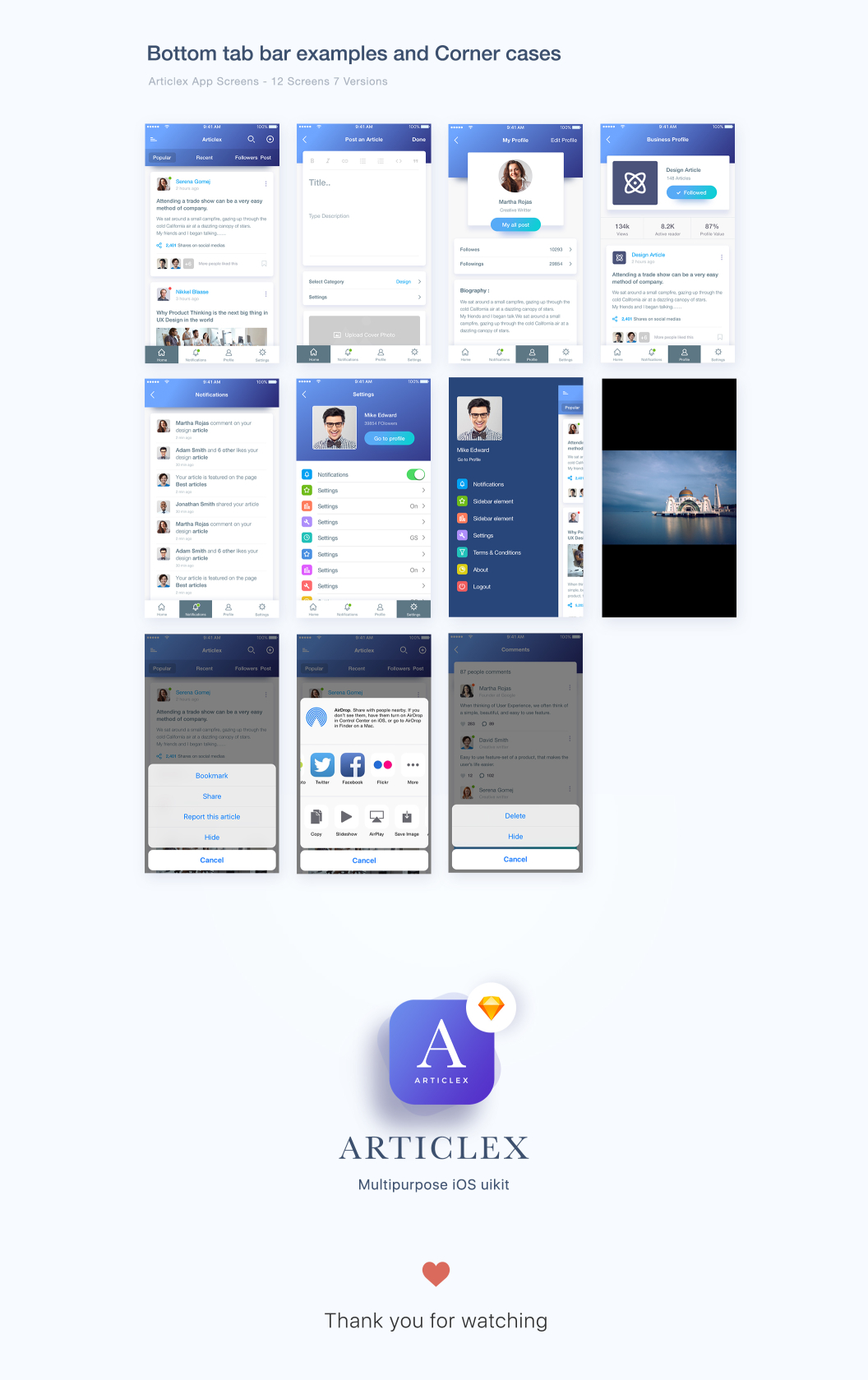 多功能多用途 APP UI 套件 Articlex Multipurpose iOS Ui Kit（75+界面模板，for Sketch）插图(5)
