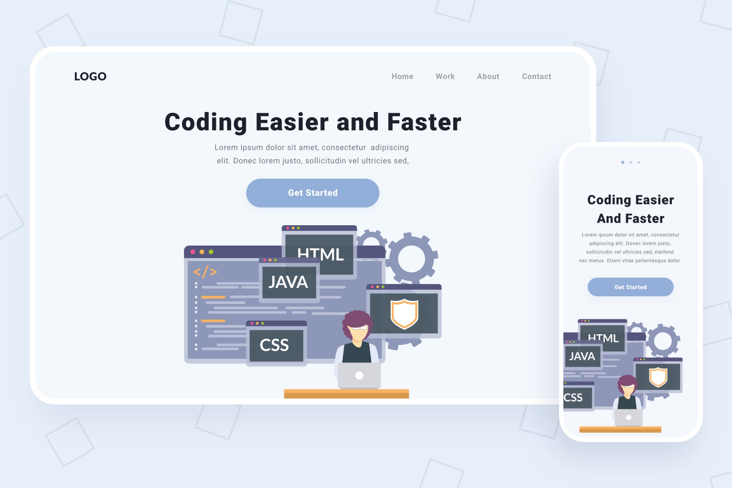 技术开发主题网站矢量插画素材 Coding Illustration插图