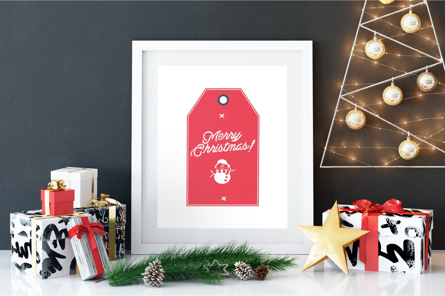 复古设计风格圣诞标签/吊牌设计模板 Retro Christmas Tags, Holiday Social Media Cards插图(4)