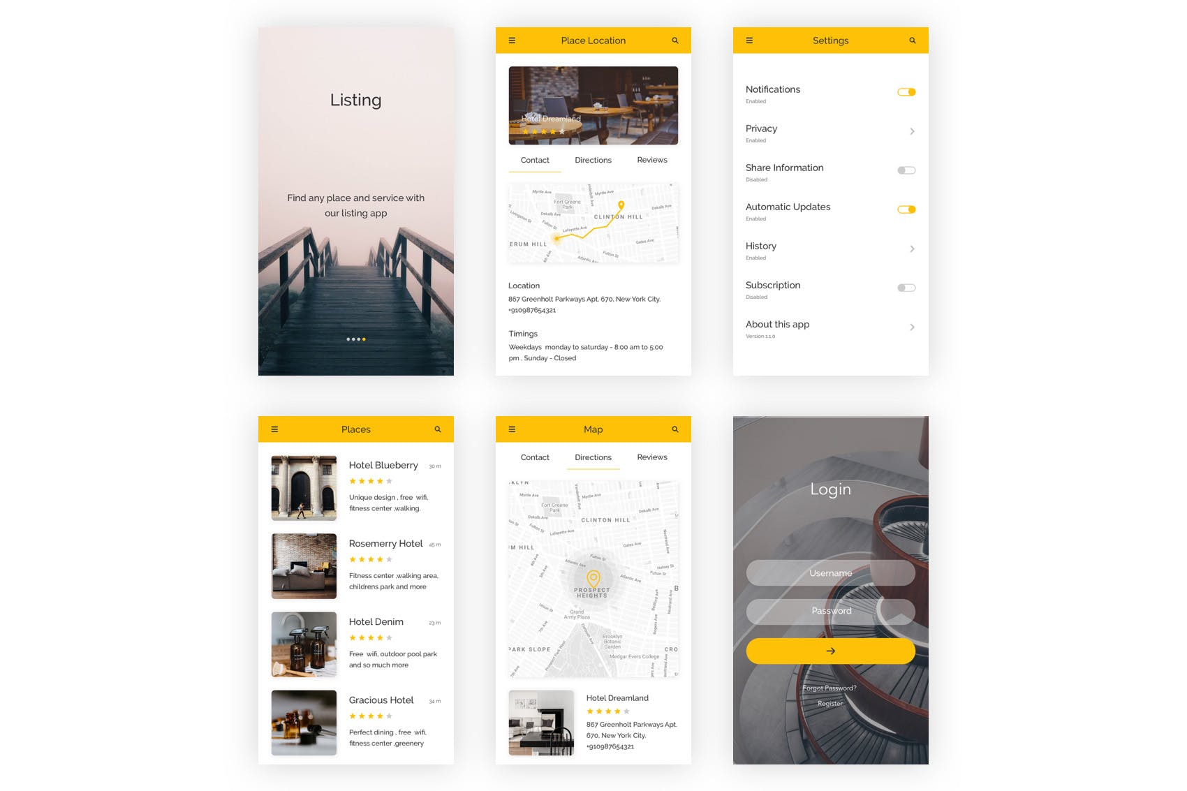 目录列表&黄页APP应用UI设计素材库精选套件 Directory – Listing Mobile App – Adobe Illustrator插图(7)