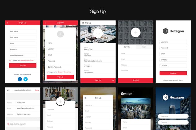 APP项目设计快速启动UI套件 Hexagon Mobile UI Kit插图(3)