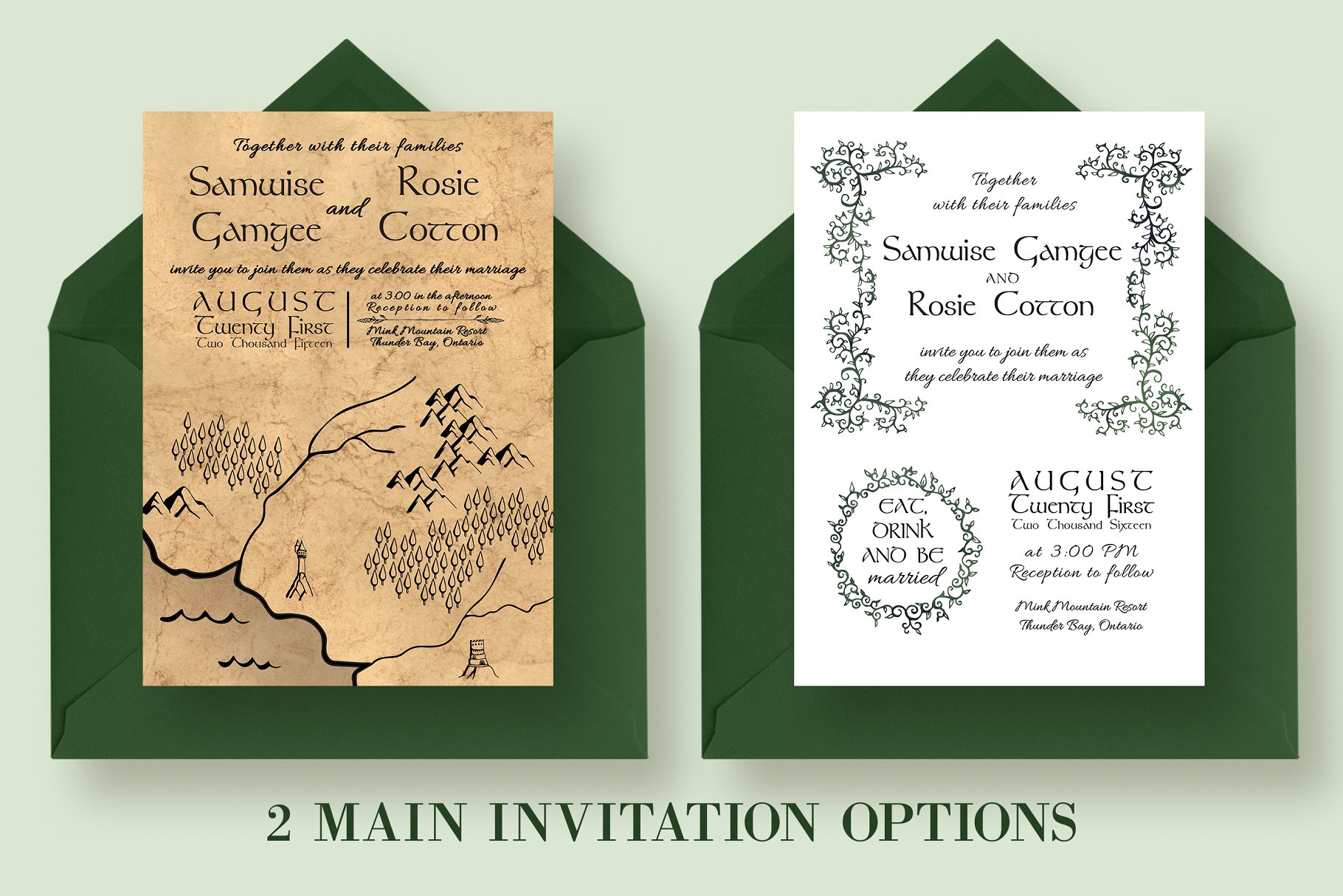 复古藤蔓纹理婚礼请柬套装 Ye Olde Wedding Invitation Suite插图(1)