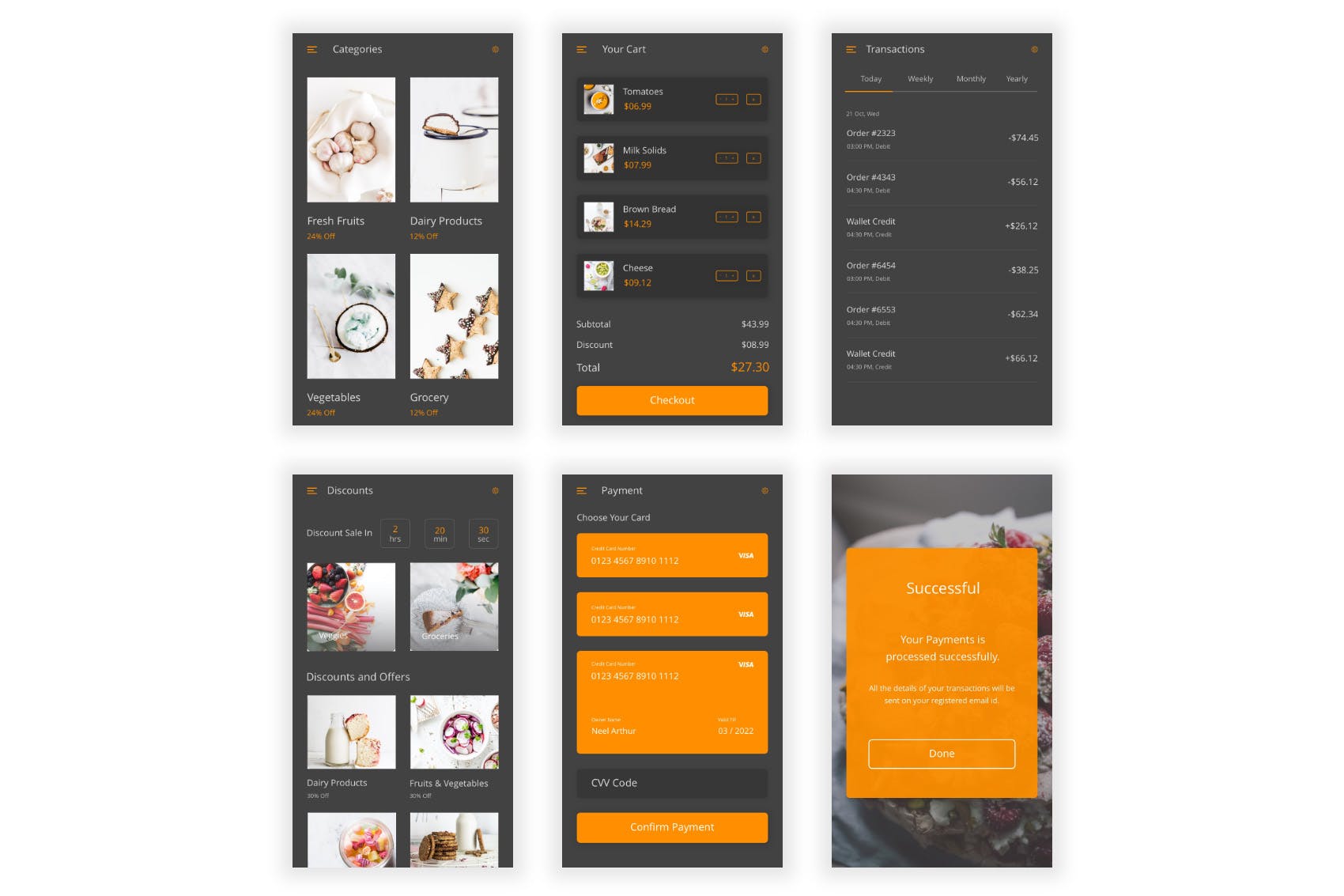 杂货店水果店购物APP应用UI设计素材库精选套件 Groc – Grocery Shopping App in Adobe Illustrator插图(9)