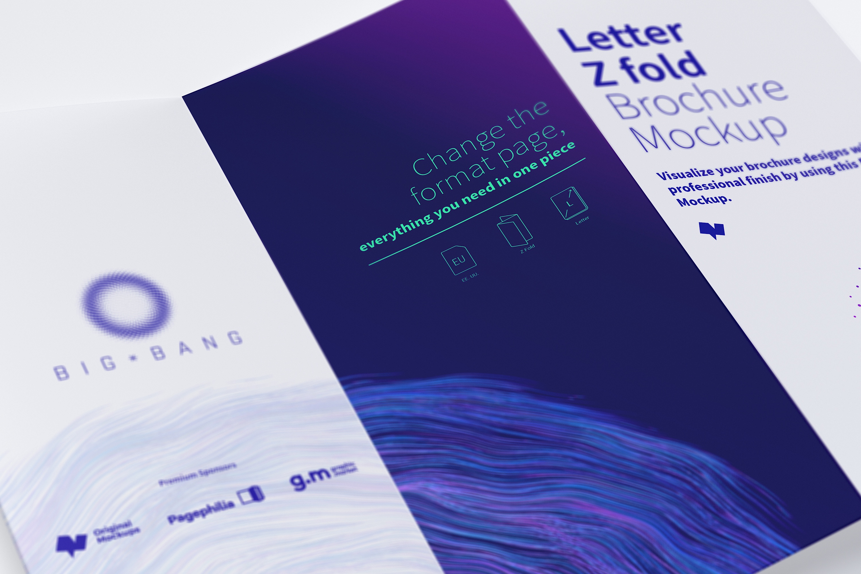 三折页企业宣传单设计效果图样机03 Letter Z Fold Brochure Mockup 03插图(1)