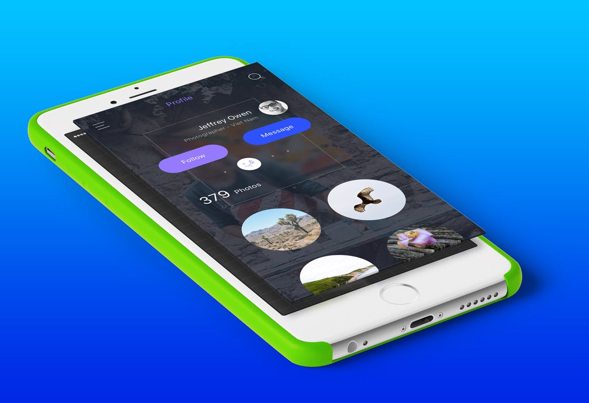 社交APP用户中心界面设计SKETCH模板 B Profile – Sketch Ui插图(3)