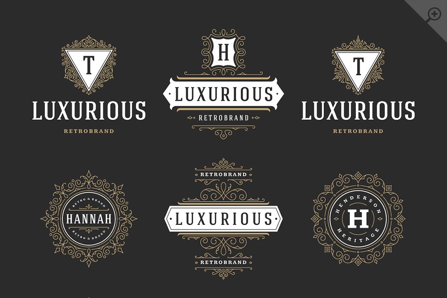 250个复古装饰风格Logo模板 250 ornaments logos & monograms插图(6)