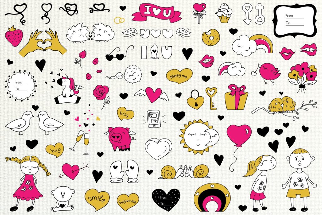 可爱有趣的情人节手绘无缝背景素材下载[ai,psd,eps,png,jpg]插图(3)