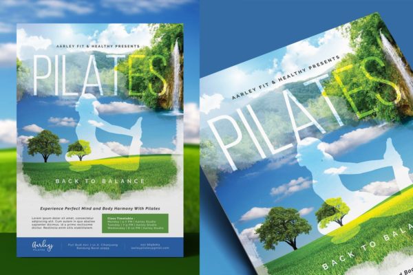 普拉提健身体操活动传单模板 Pilates Flyer