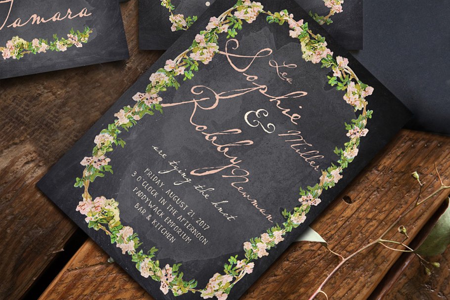 复古风格花卉婚礼设计套件 Vintage Flower Wedding Suite插图(2)