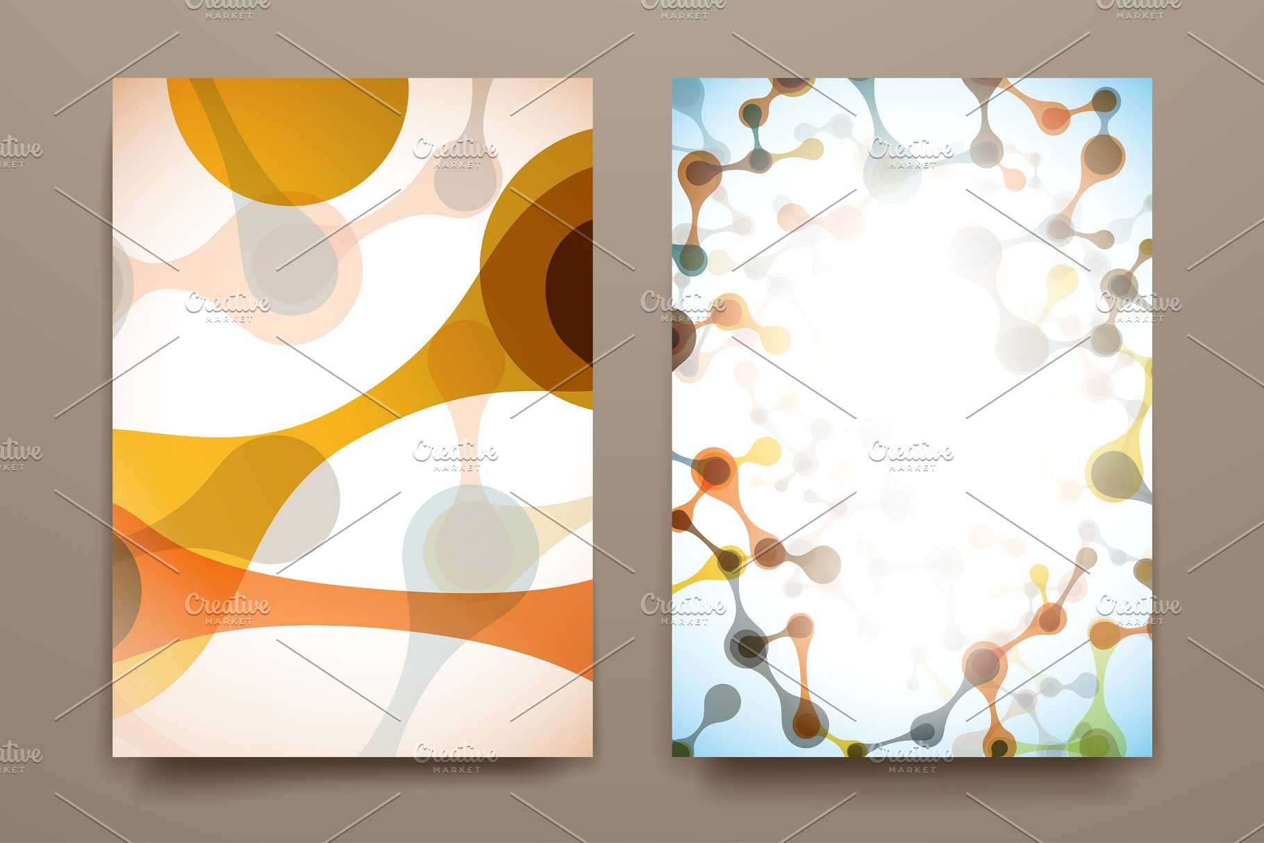 DNA链条抽象图形背景小册子模板 Brilliant brochures in DNA style插图(1)