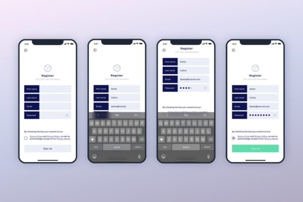 APP应用登陆注册页面UI设计套件 SignIn SignUp Mobile Ui – FP
