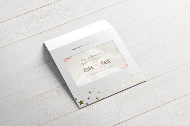 方形信封设计图样机素材库精选模板 Square Envelope Mock-up插图(4)