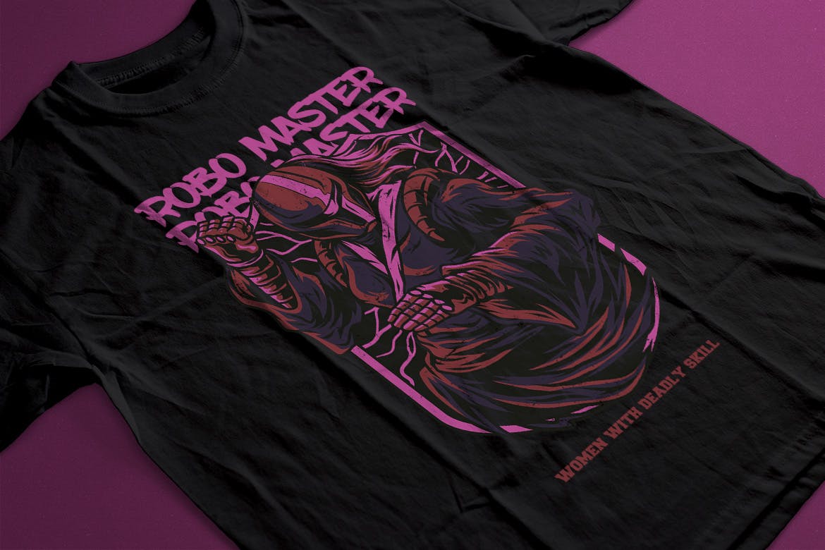 T恤印花图案设计-机器人大师矢量插画素材库精选 Robo Master T-Shirt Design插图(2)
