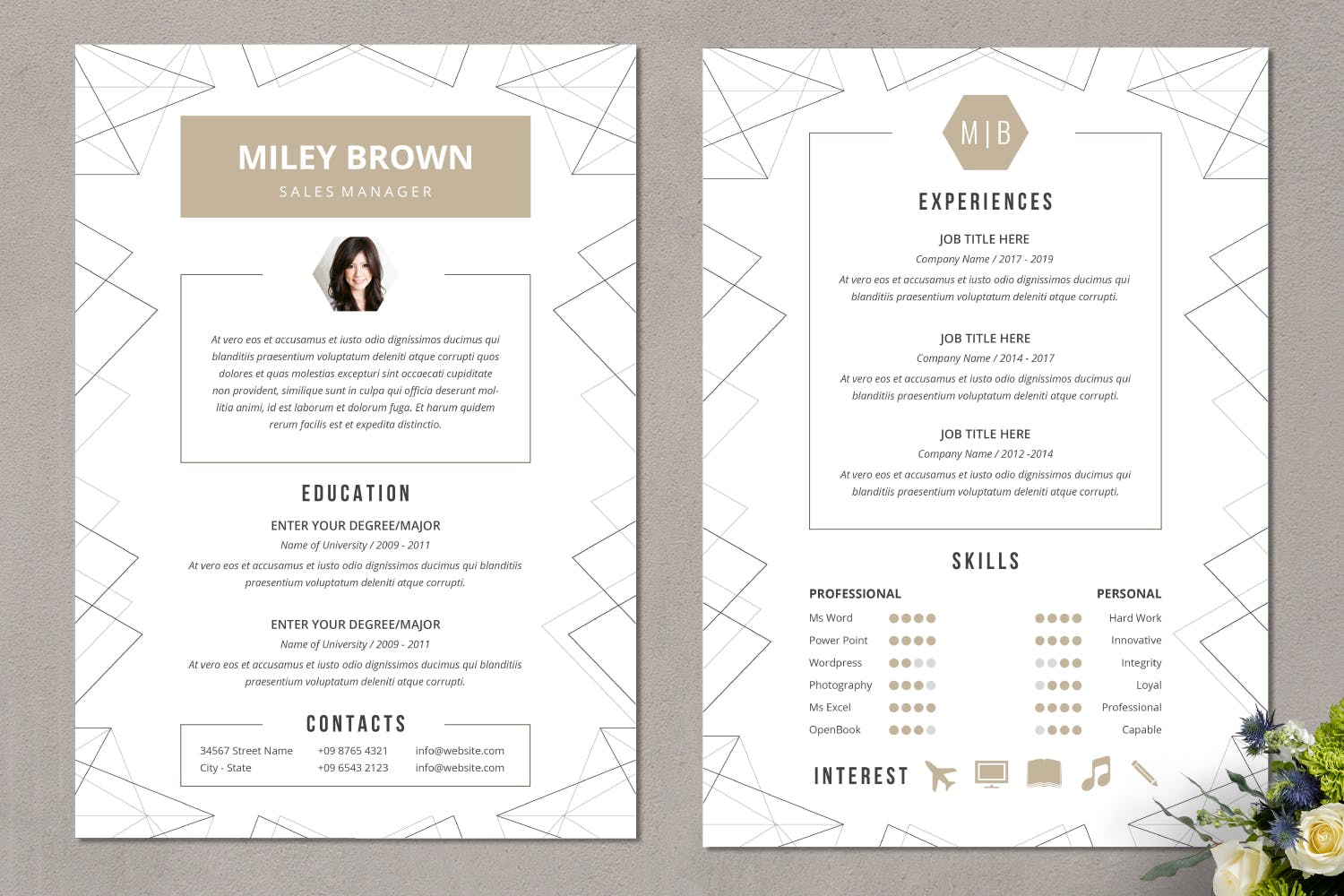 经理职位应聘创意个人简历设计模板v13 Manager Creative Resume Design Vol. 13插图(1)