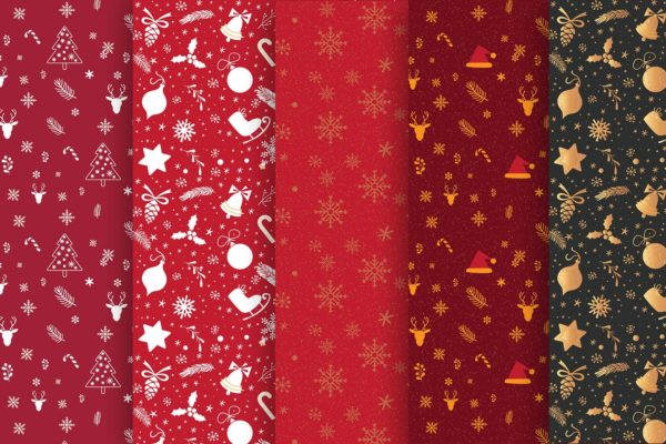 圣诞节元素手绘图案无缝背景素材包 Christmas Pattern Collection