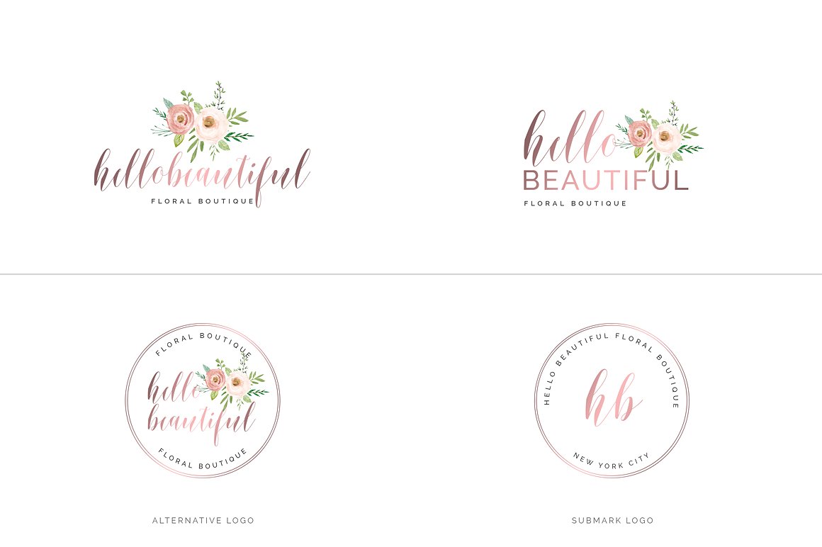超级水彩风 Logo 设计素材包 Watercolor Premade Branding Logo Kit [模板、纹理&元素]插图(43)