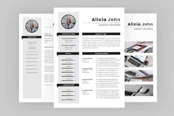 设计师应聘电子素材库精选简历模板 Potentiality Resume Designer