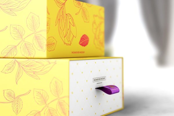 创意抽屉式礼品包装盒样机模板 Package Box Mock-Up