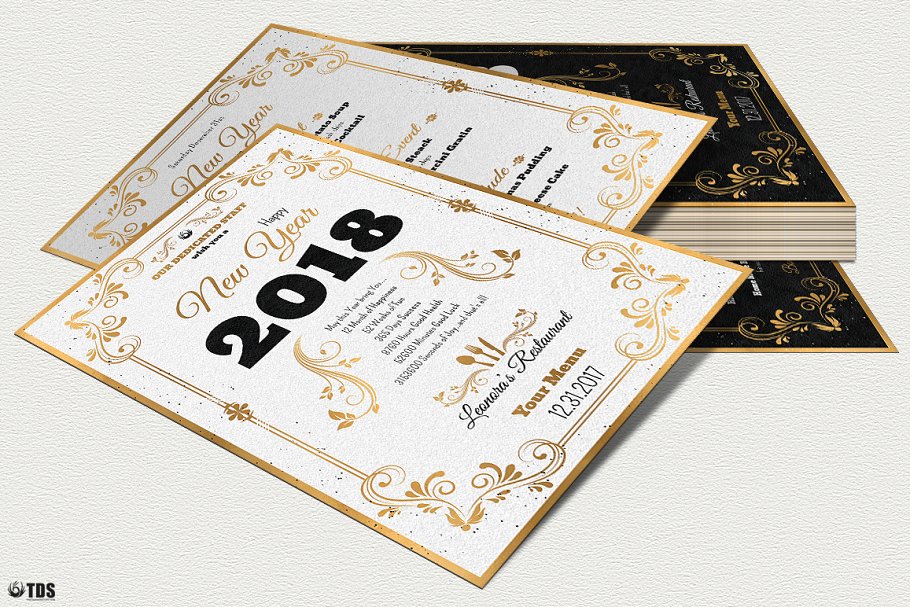 新年主题传单+新年宴会菜单模板 New Year Menu PSD V1插图(5)
