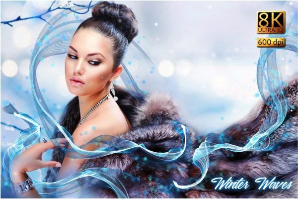 8K超高分辨率冬季气息波纹叠层背景 8K Winter Waves Overlays