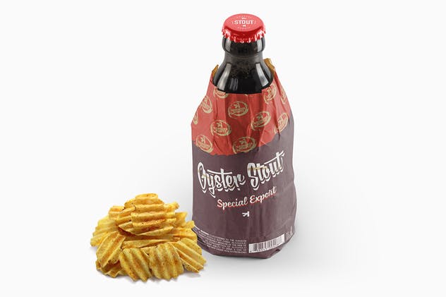 啤酒琥珀瓶啤酒瓶样机 Steinie Beer Amber Bottle Mockup插图(7)