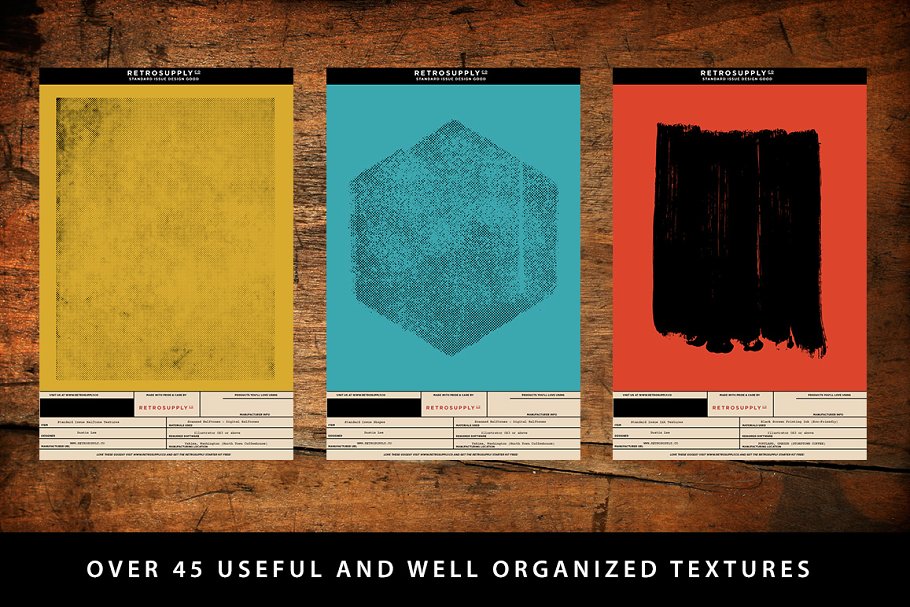 墨水/半色调/油墨/雕刻混合纹理合集 Standard Issue Vector Texture Pack插图(2)