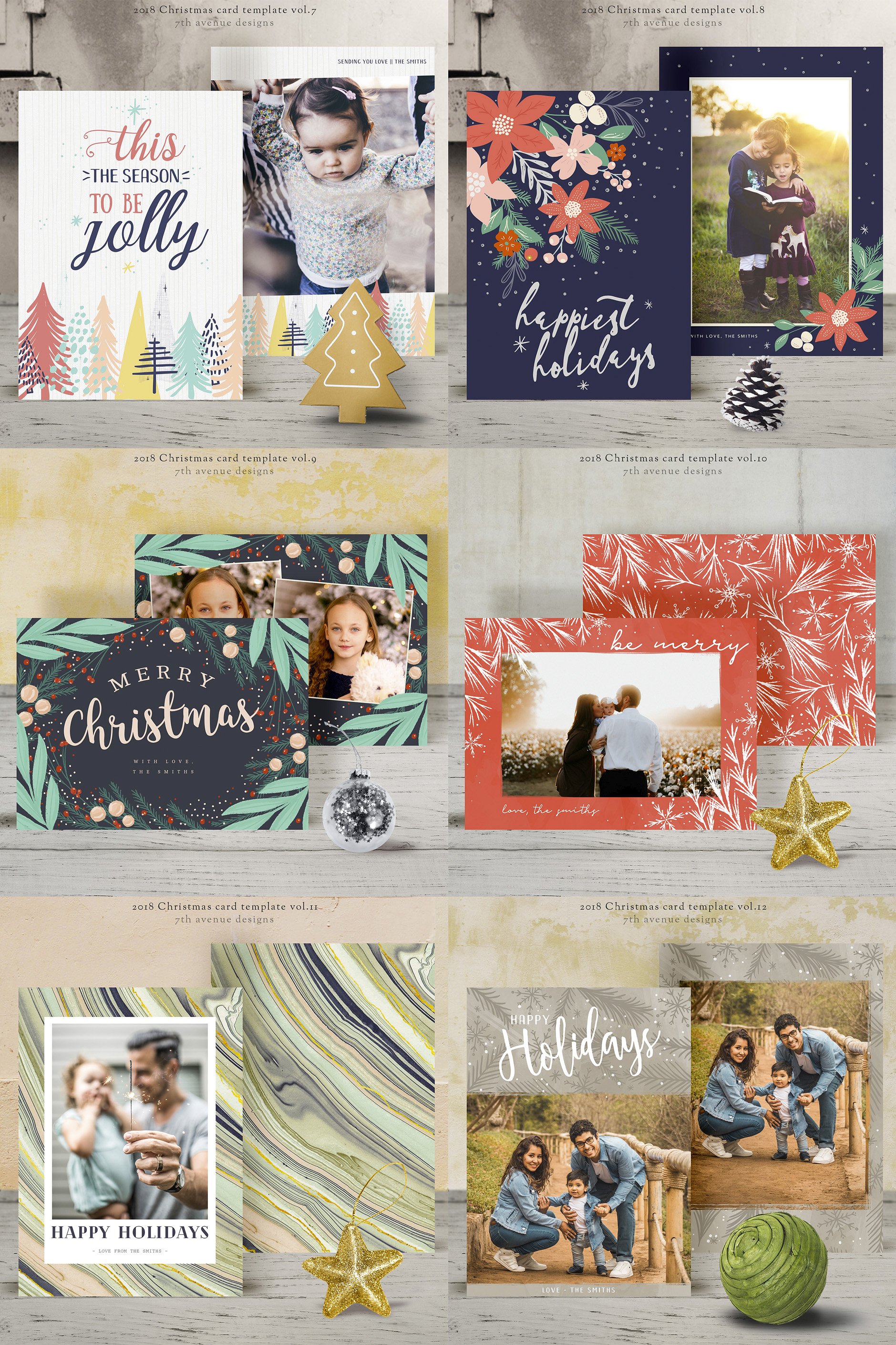 圣诞节主题贺卡模板v3 Christmas Card Templates v3插图(2)