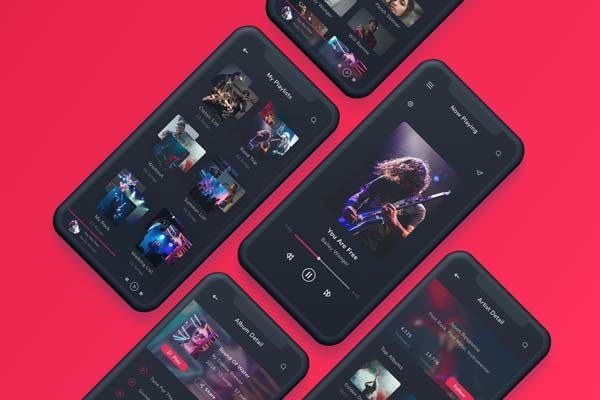 素材库下午茶：音乐博客功能的APP UI KIT套装模板下载[Sketch]