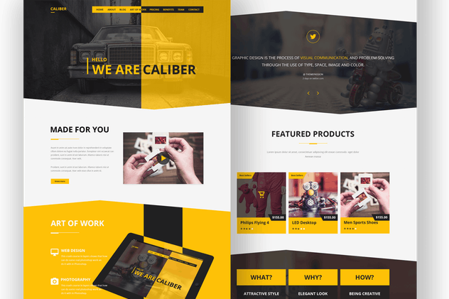 多用途品牌＆企业网站PSD模板素材 Caliber – Creative Multi Purpose PSD Template插图(2)