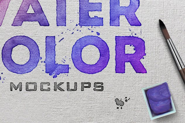 逼真水彩文本文字特效样式 Watercolor Scene Text Mockups插图(3)