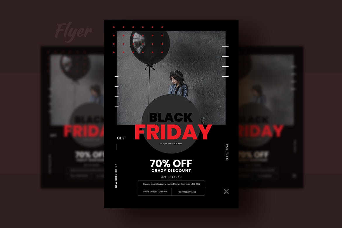 服装品牌创意黒五购物折扣广告海报传单设计模板 Black Friday Flyer Template插图(1)