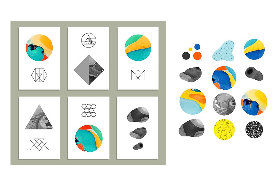 抽象水彩图案纹理+卡片模板 Artistic textures. Part 1插图(2)