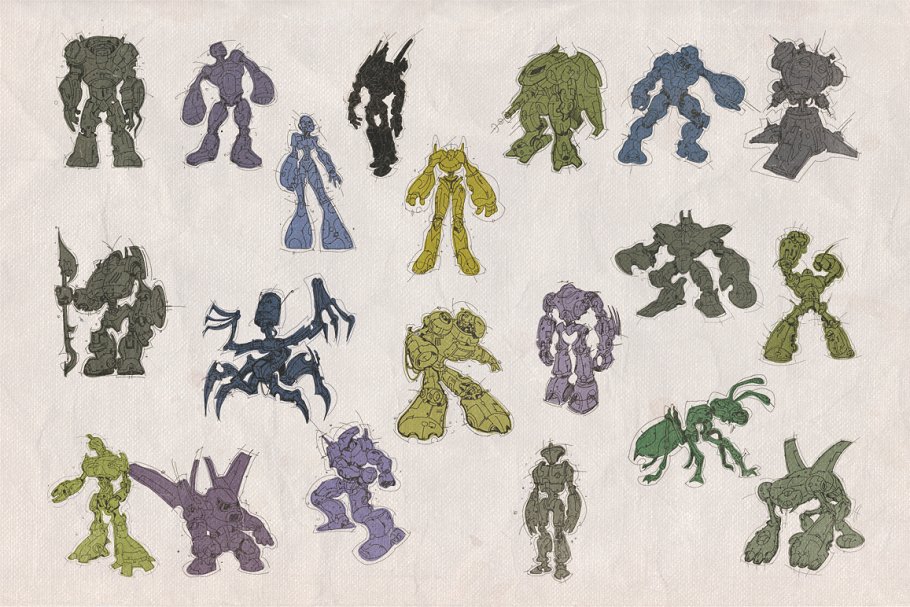 惟妙惟肖创意机器人剪影图形 Silhouette shapes – Robots插图(2)