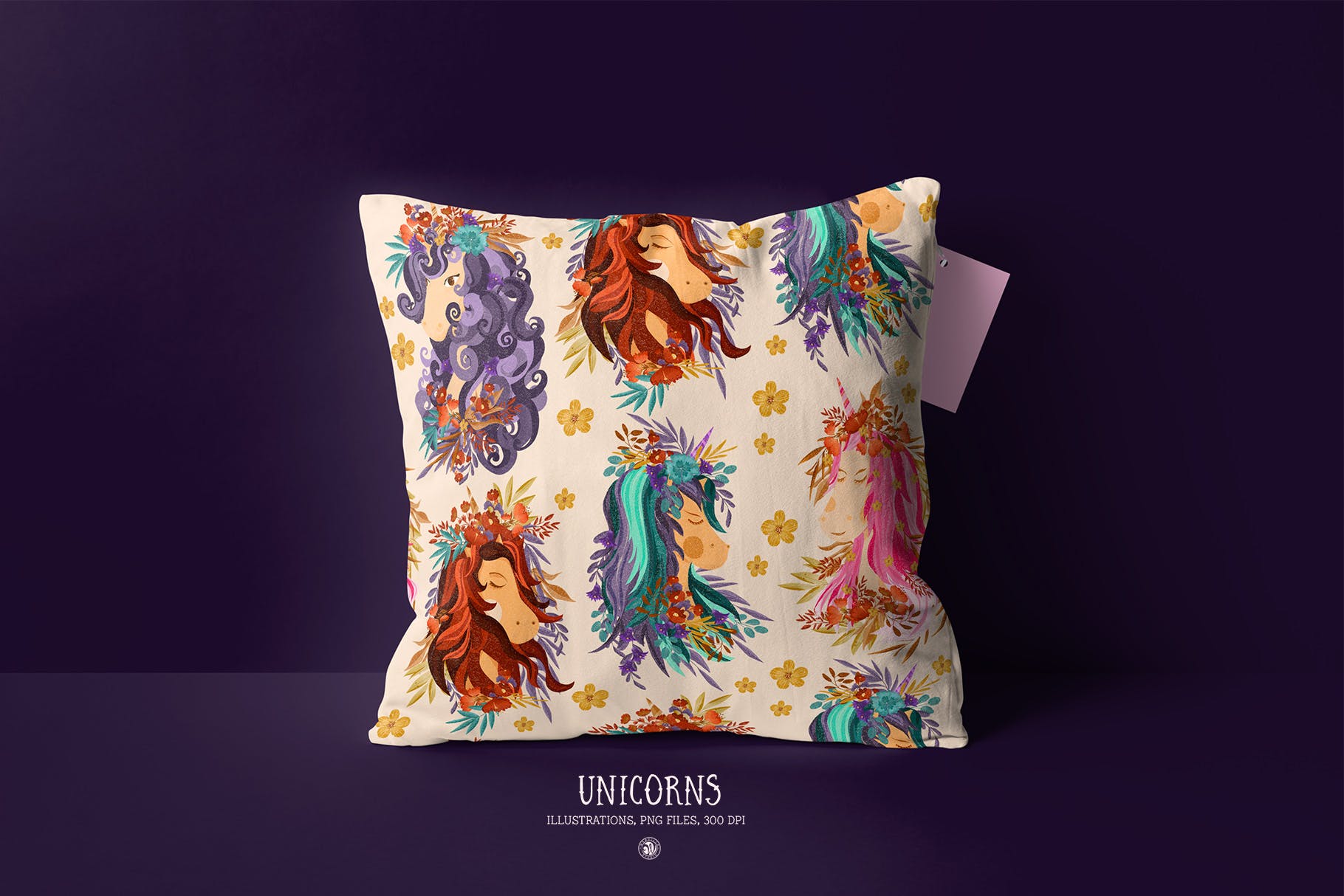 色彩丰富的独角兽素材库精选手绘插画矢量素材库精选PNG素材 Unicorns插图(4)