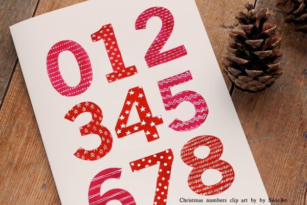 圣诞节主题水彩艺术数字插画素材 Christmas Watercolor Numbers